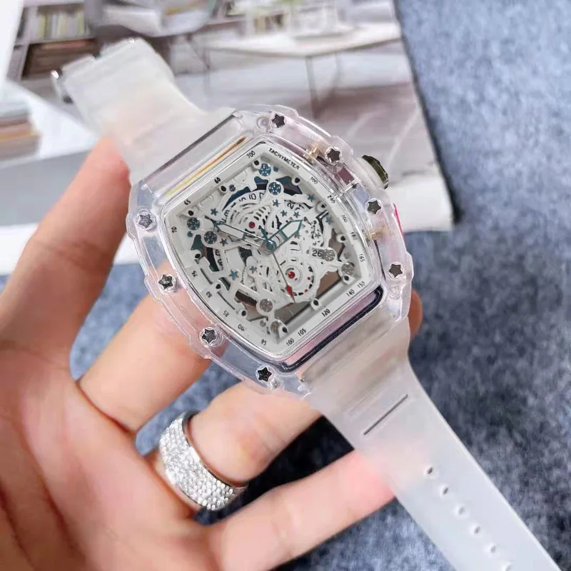 Luxury Watch Rubber Strap - Zegarek kwarcowy Tonneau Fashion dla mężczyzn,
