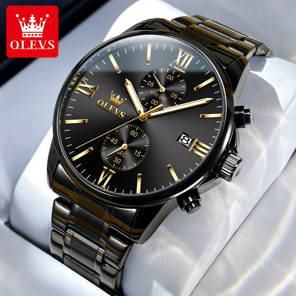 Luxury Watch Maker - OLEVS 2886 klasyczny czarny zegarek kwarcowy