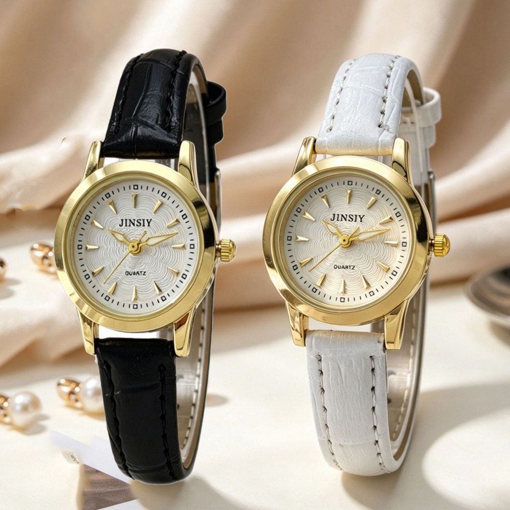 Luxury Watch Leather Strap - Zegarek kwarcowy z modnym skórzanym paskiem,