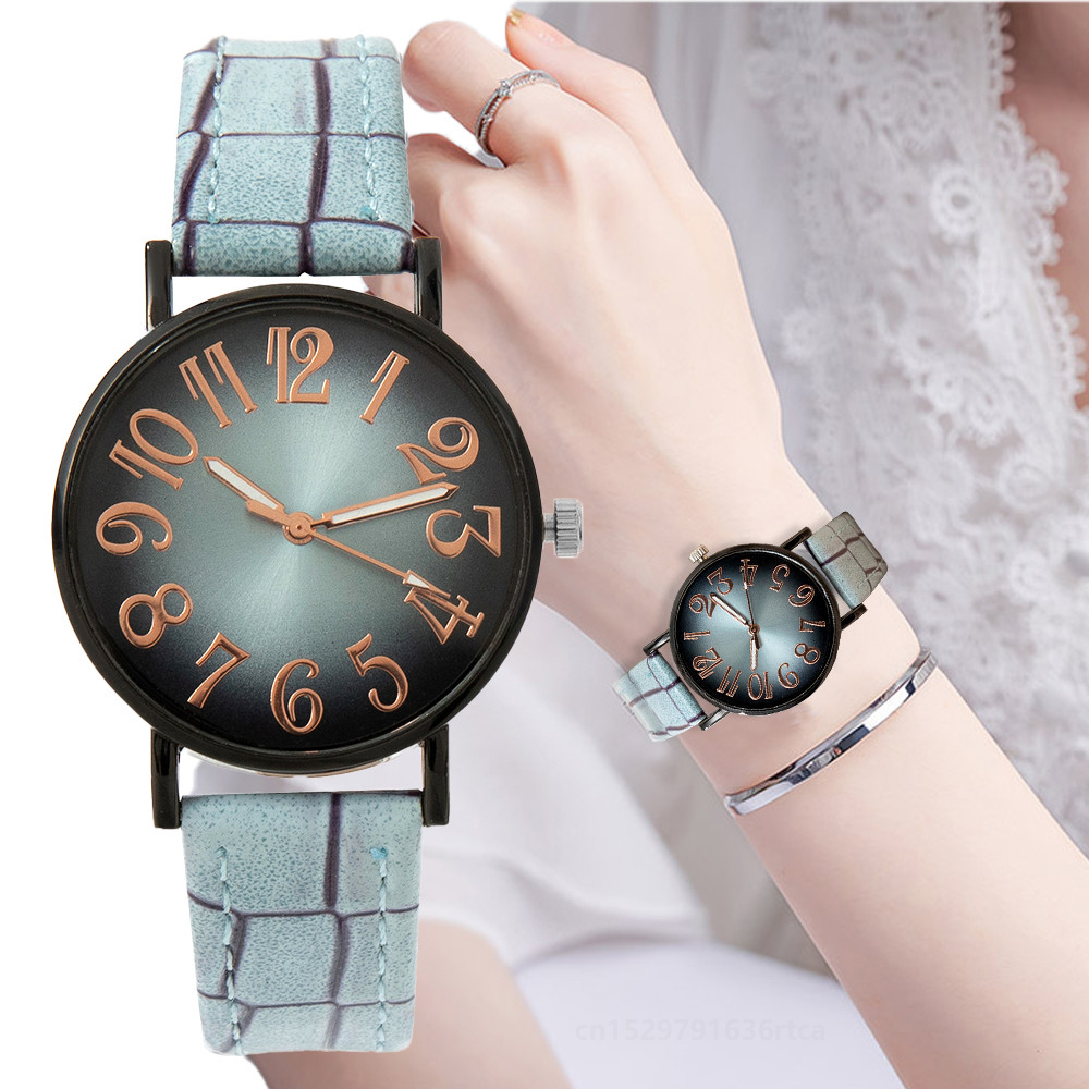 Luxury Watch Leather Strap - Luksusowy zegarek damski moda Vintage cyfrowe
