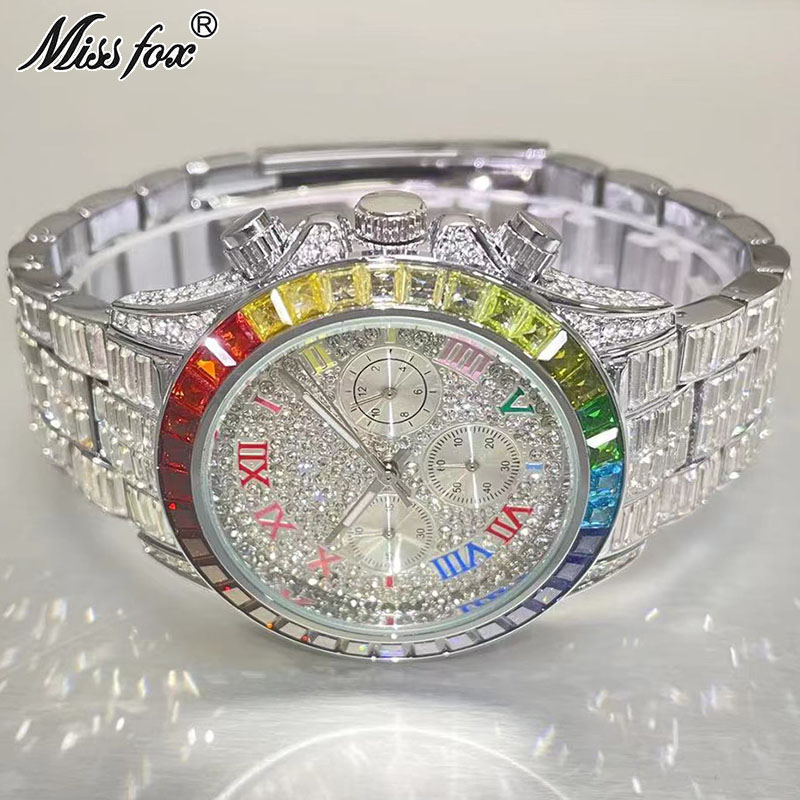 Luxury Watch Maker - MISSFOX luksusowe Iced zegarek dla mężczyzn