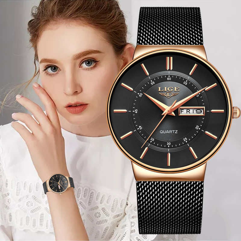 Luxury Watch Gift Box - Zegarki damskie LIGE, luksusowa marka, ultracienkie,