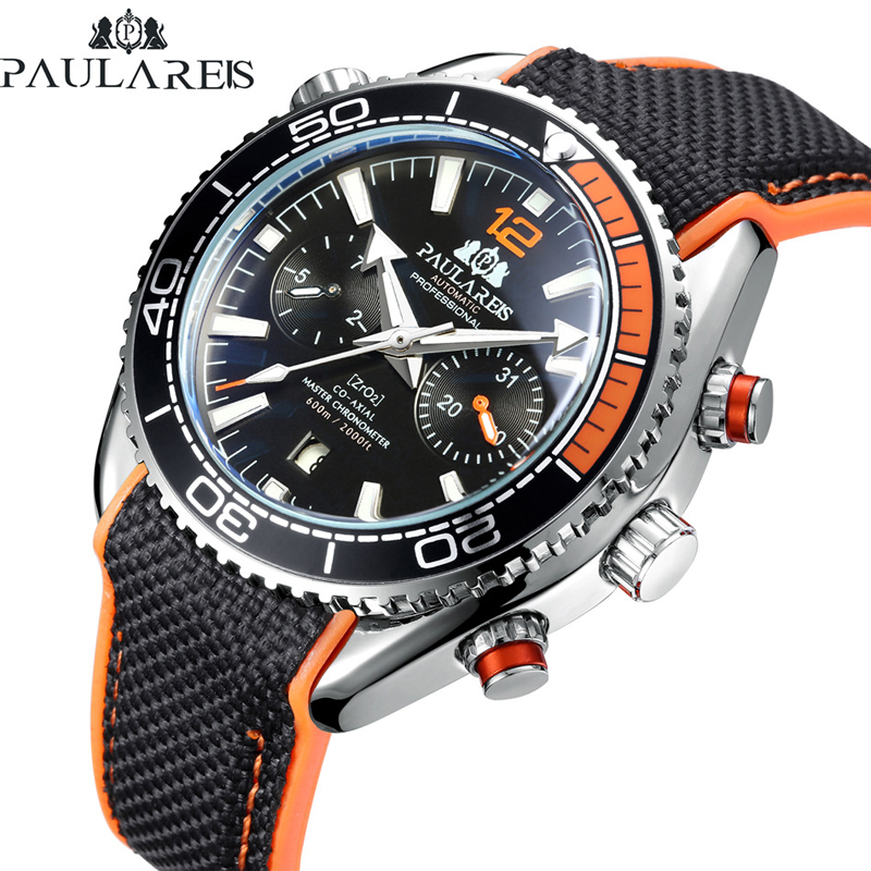 Luxury Watch Rubber Strap - PAULAREIS P luksusowy męski automatyczny zegarek