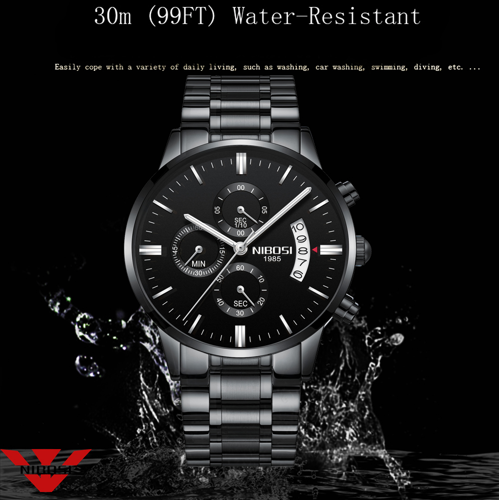 NIBOSI czarny zegarek kwarcowy – Luxury Watch Maker recenzja i cena