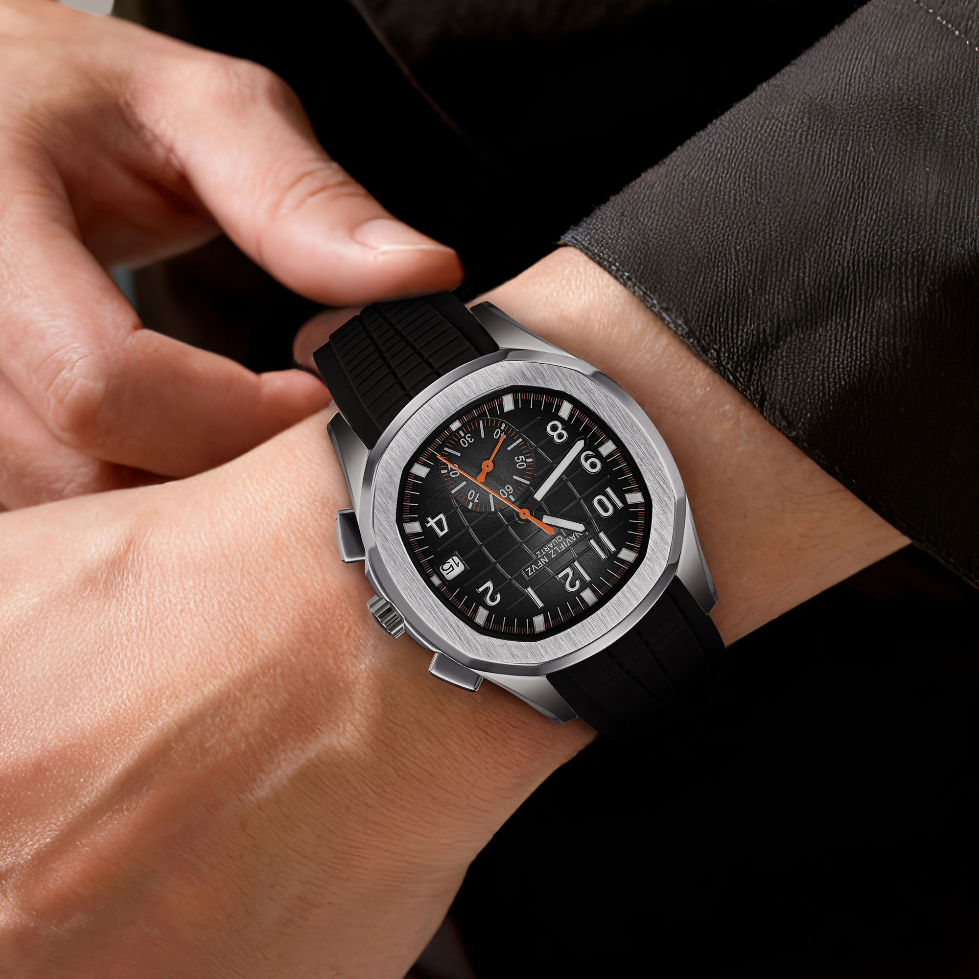 Luksusowy zegarek męski 40 mm  – Luxury Watch Rubber Strap recenzja i cena